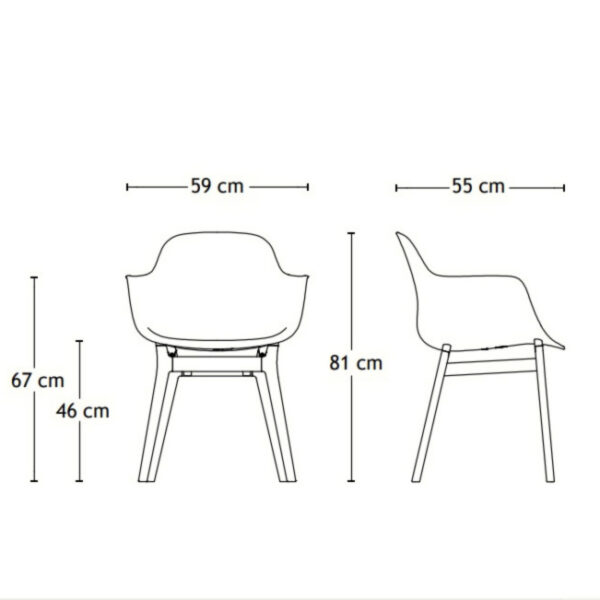 AC3 stol - sort stel - Andersen Furniture - Streg tegning af design og mål